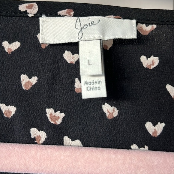 Joie Purine Print 100% Silk Black V Neck Button Down Blouse L - Picture 6 of 10
